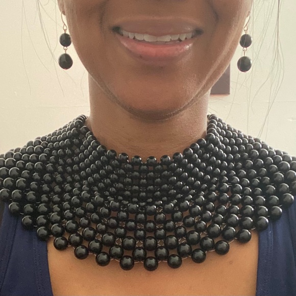 🌺Black Collar Necklace/Earring Set - Picture 5 of 5